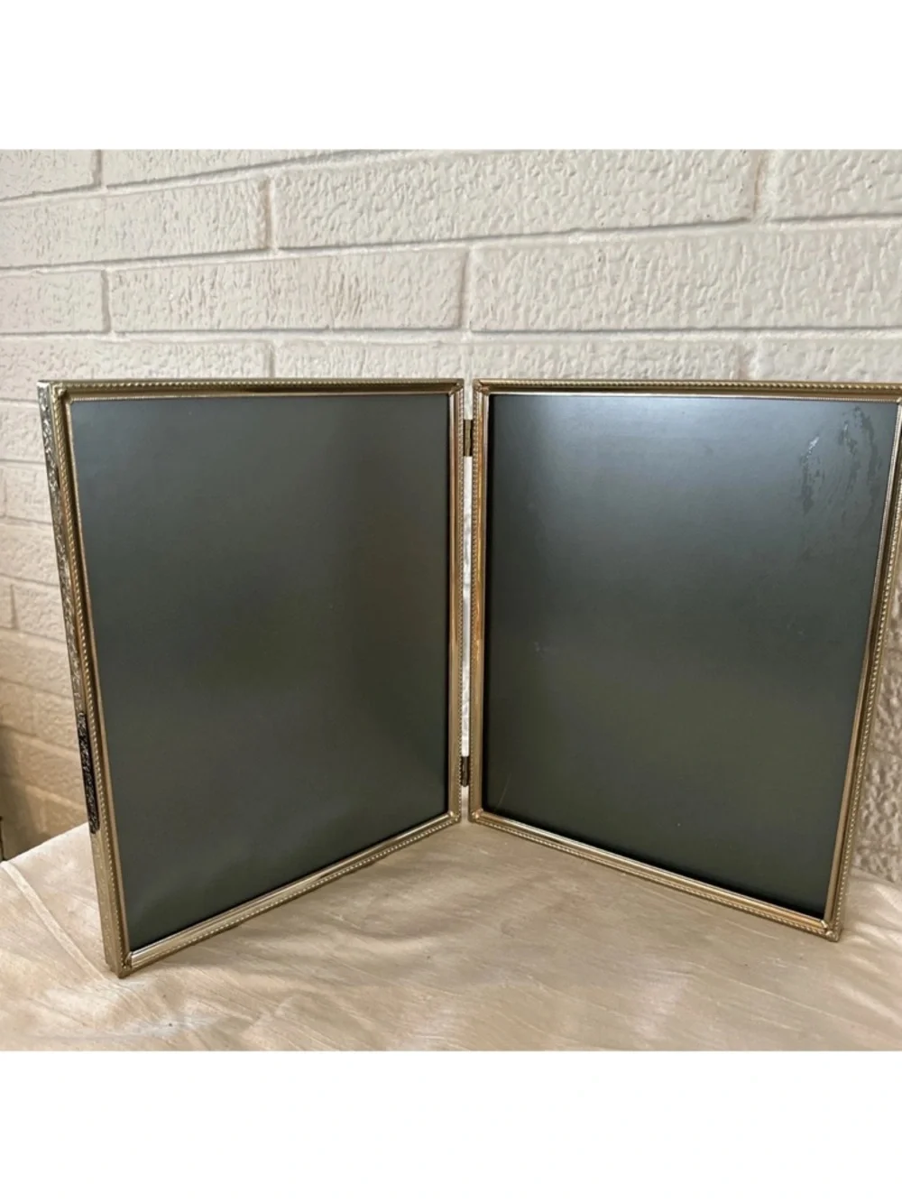 Vintage BI-FOLD ORNATE MCM Gold Metal Picture Frame 8x10